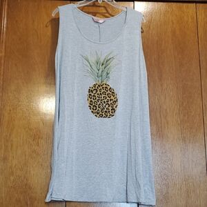 SJS Gray Asymmetrical Dress with Pineapple Design